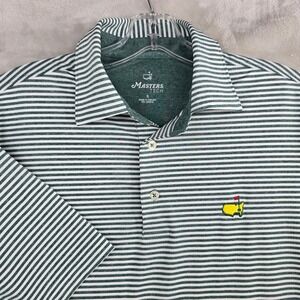 Masters Tech Golf Polo Green Shirt Men's SMALL Stripe Short Sleeve Polyester